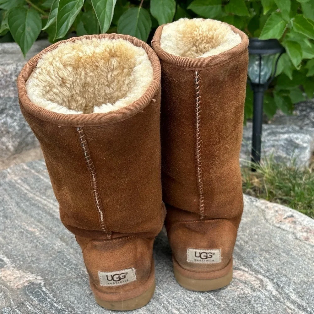 Ugg Australia Original Hickory Brown Boots Suede Shearling Winter Y2K Womens 6